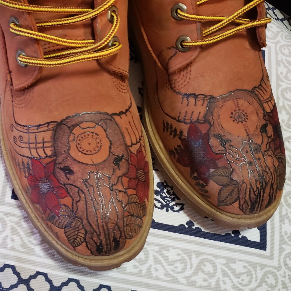 Timberland Size 12 Custom Pyrographed - image 1